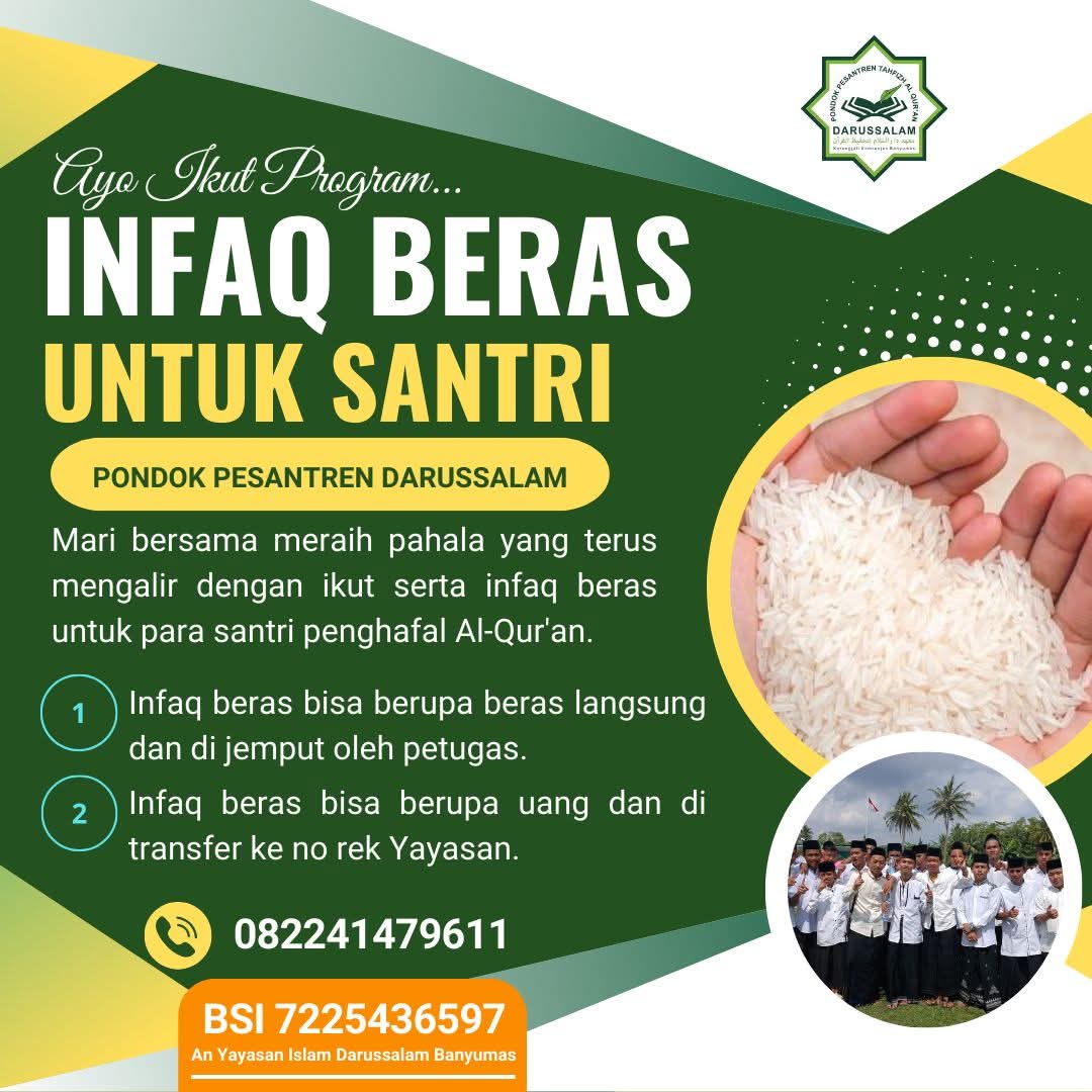 Program Infaq Beras Untuk Santri Penghafal Al-Qur'an