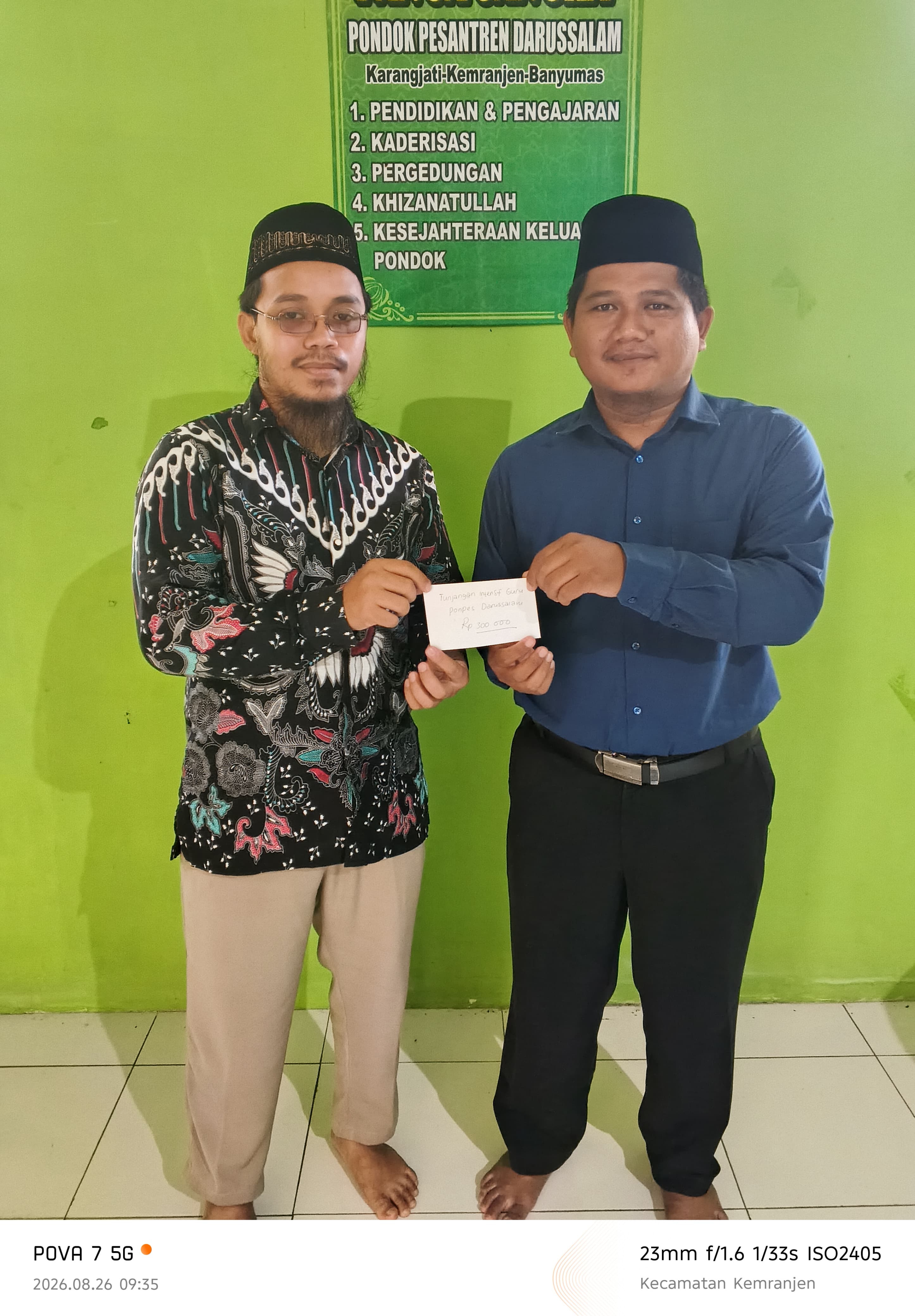 UCAPAN TERIMA KASIH — DONASI PROGRAM BANTUAN INTENSIF GURU PONPES DARUSSALAM BANYUMAS